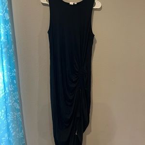 Black dress with ruched detailing